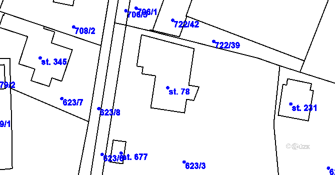 Parcela st. 78 v KÚ Hradiště u Písku, Katastrální mapa