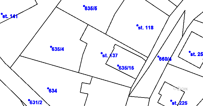 Parcela st. 137 v KÚ Hradiště u Písku, Katastrální mapa