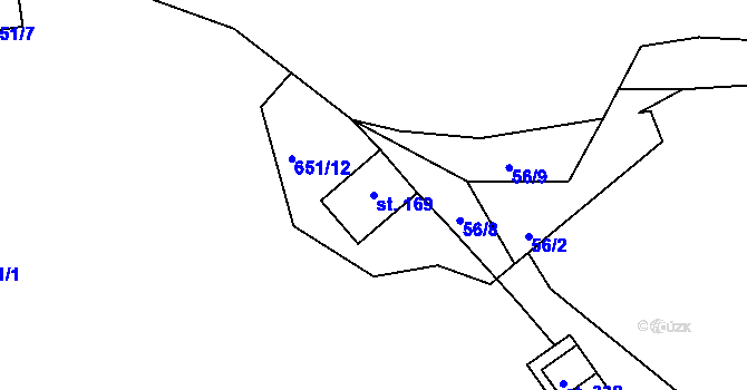 Parcela st. 169 v KÚ Hradiště u Písku, Katastrální mapa