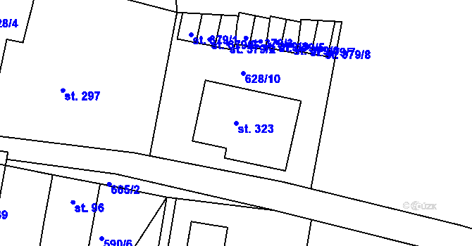 Parcela st. 323 v KÚ Hradiště u Písku, Katastrální mapa