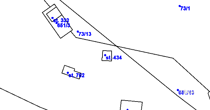 Parcela st. 434 v KÚ Hradiště u Písku, Katastrální mapa