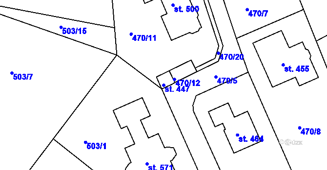 Parcela st. 447 v KÚ Hradiště u Písku, Katastrální mapa