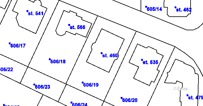 Parcela st. 460 v KÚ Hradiště u Písku, Katastrální mapa