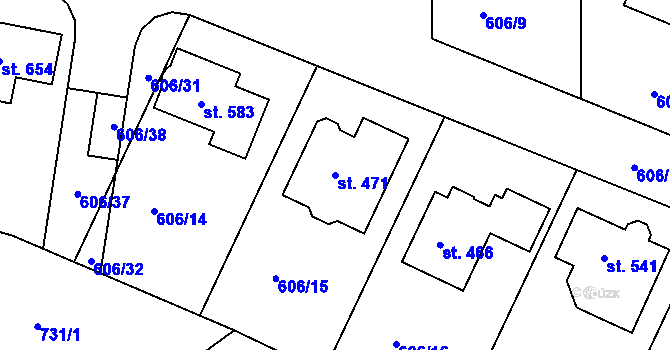Parcela st. 471 v KÚ Hradiště u Písku, Katastrální mapa