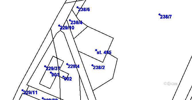 Parcela st. 495 v KÚ Hradiště u Písku, Katastrální mapa