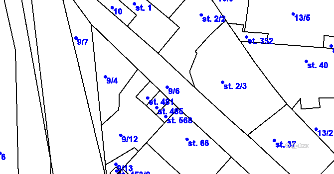 Parcela st. 9/6 v KÚ Hradiště u Písku, Katastrální mapa