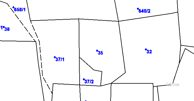 Parcela st. 35 v KÚ Hradiště u Písku, Katastrální mapa