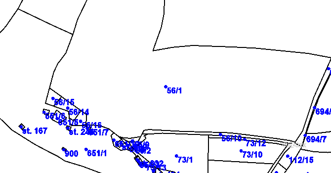 Parcela st. 56/1 v KÚ Hradiště u Písku, Katastrální mapa