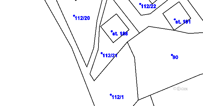 Parcela st. 112/21 v KÚ Hradiště u Písku, Katastrální mapa