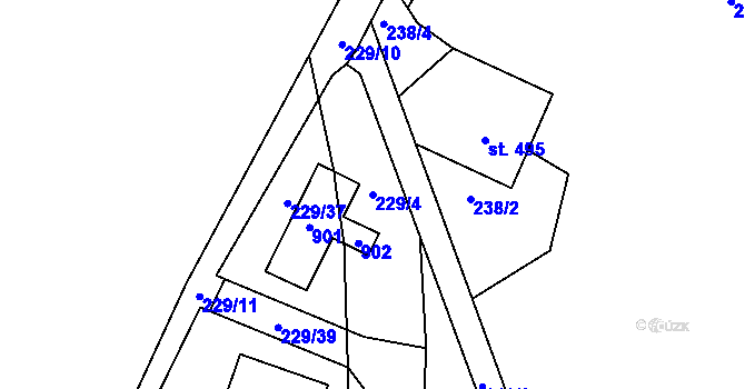 Parcela st. 229/4 v KÚ Hradiště u Písku, Katastrální mapa