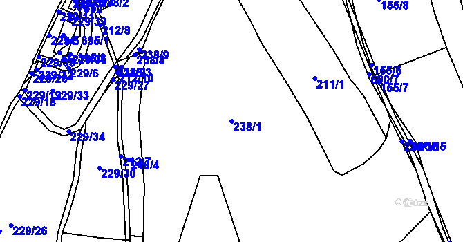 Parcela st. 238/1 v KÚ Hradiště u Písku, Katastrální mapa