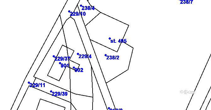 Parcela st. 238/2 v KÚ Hradiště u Písku, Katastrální mapa