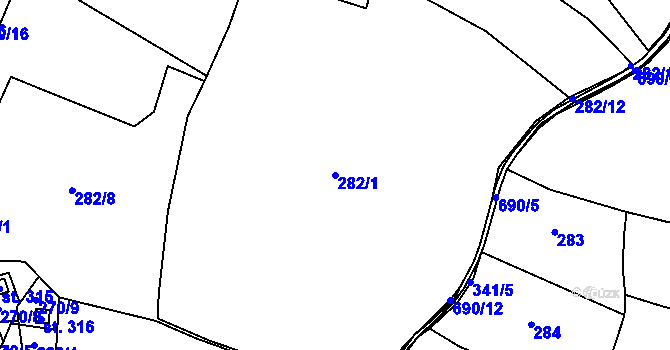 Parcela st. 282/1 v KÚ Hradiště u Písku, Katastrální mapa