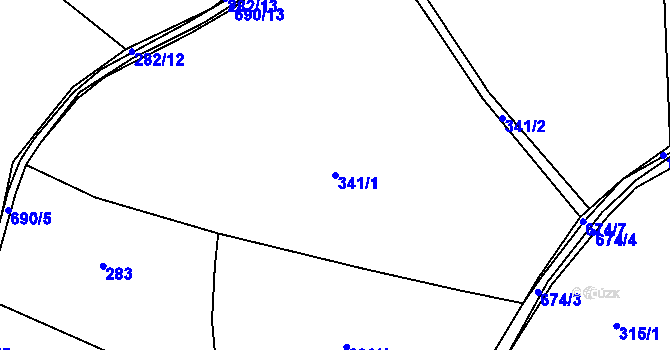 Parcela st. 341/1 v KÚ Hradiště u Písku, Katastrální mapa