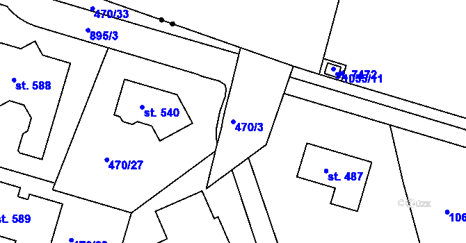 Parcela st. 470/3 v KÚ Hradiště u Písku, Katastrální mapa
