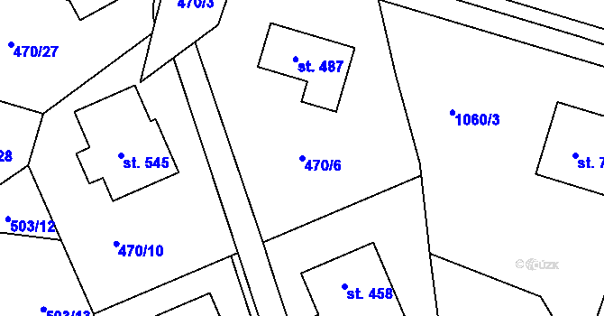 Parcela st. 470/6 v KÚ Hradiště u Písku, Katastrální mapa