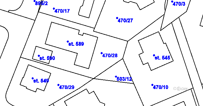 Parcela st. 470/28 v KÚ Hradiště u Písku, Katastrální mapa