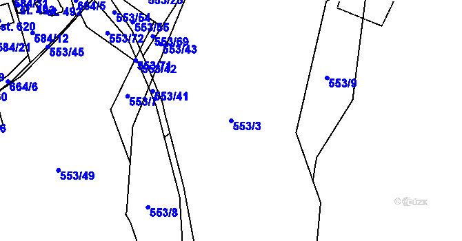 Parcela st. 553/3 v KÚ Hradiště u Písku, Katastrální mapa