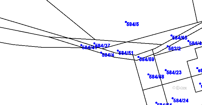 Parcela st. 584/4 v KÚ Hradiště u Písku, Katastrální mapa
