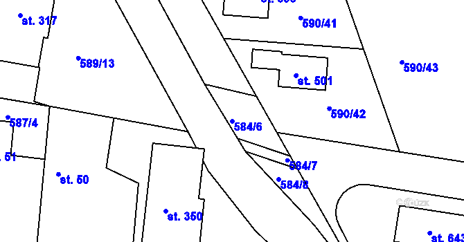 Parcela st. 584/6 v KÚ Hradiště u Písku, Katastrální mapa