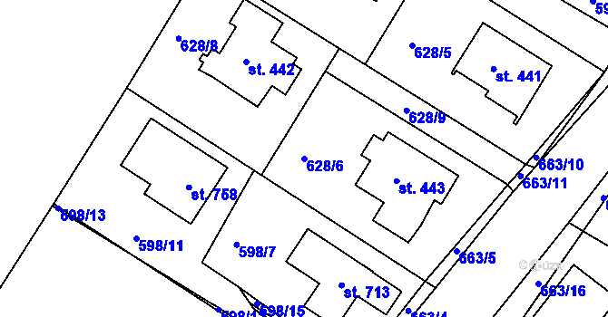 Parcela st. 628/6 v KÚ Hradiště u Písku, Katastrální mapa
