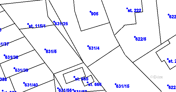 Parcela st. 631/4 v KÚ Hradiště u Písku, Katastrální mapa