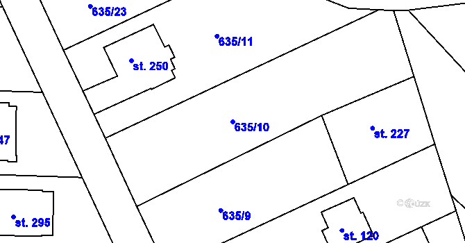 Parcela st. 635/10 v KÚ Hradiště u Písku, Katastrální mapa