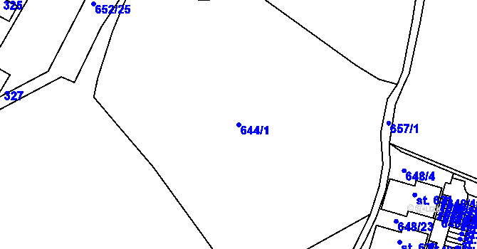 Parcela st. 644/1 v KÚ Hradiště u Písku, Katastrální mapa