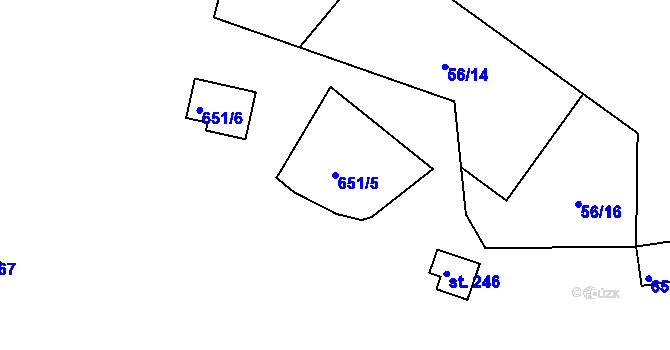 Parcela st. 651/5 v KÚ Hradiště u Písku, Katastrální mapa