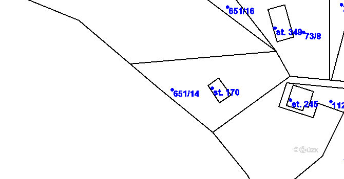 Parcela st. 651/14 v KÚ Hradiště u Písku, Katastrální mapa