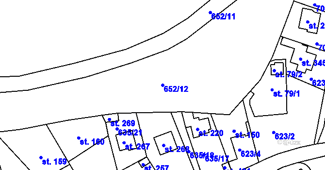 Parcela st. 652/12 v KÚ Hradiště u Písku, Katastrální mapa