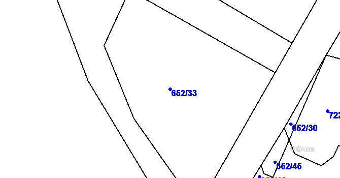 Parcela st. 652/33 v KÚ Hradiště u Písku, Katastrální mapa