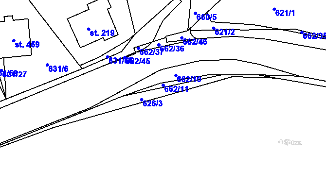 Parcela st. 662/11 v KÚ Hradiště u Písku, Katastrální mapa