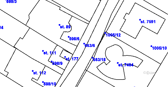 Parcela st. 663/6 v KÚ Hradiště u Písku, Katastrální mapa