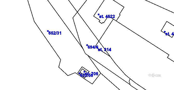 Parcela st. 694/6 v KÚ Hradiště u Písku, Katastrální mapa