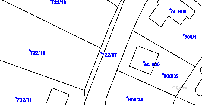 Parcela st. 722/17 v KÚ Hradiště u Písku, Katastrální mapa