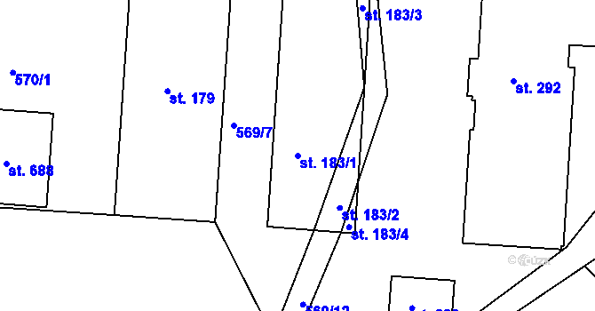 Parcela st. 183/1 v KÚ Hradiště u Písku, Katastrální mapa