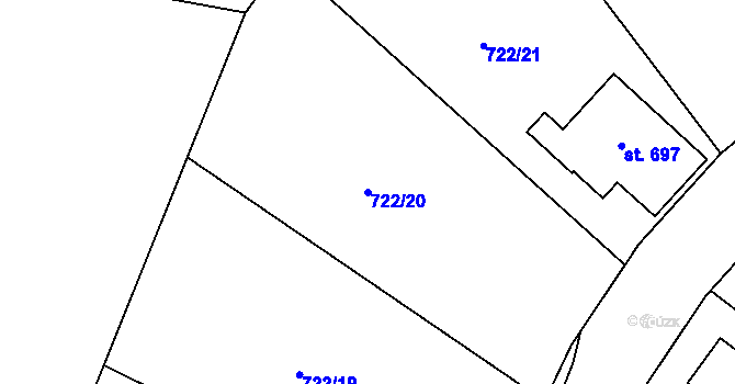 Parcela st. 722/20 v KÚ Hradiště u Písku, Katastrální mapa