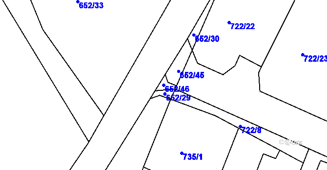 Parcela st. 652/46 v KÚ Hradiště u Písku, Katastrální mapa