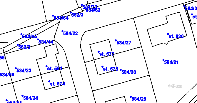 Parcela st. 577 v KÚ Hradiště u Písku, Katastrální mapa