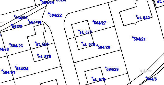 Parcela st. 578 v KÚ Hradiště u Písku, Katastrální mapa