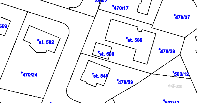 Parcela st. 590 v KÚ Hradiště u Písku, Katastrální mapa
