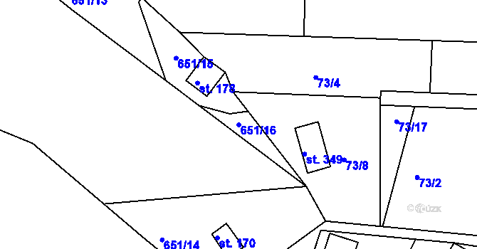 Parcela st. 651/16 v KÚ Hradiště u Písku, Katastrální mapa