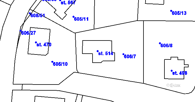 Parcela st. 514 v KÚ Hradiště u Písku, Katastrální mapa