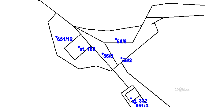 Parcela st. 56/8 v KÚ Hradiště u Písku, Katastrální mapa