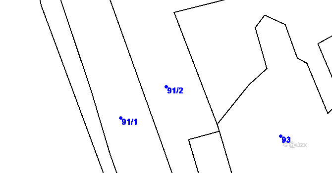 Parcela st. 91/2 v KÚ Hradiště u Písku, Katastrální mapa