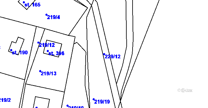 Parcela st. 229/12 v KÚ Hradiště u Písku, Katastrální mapa