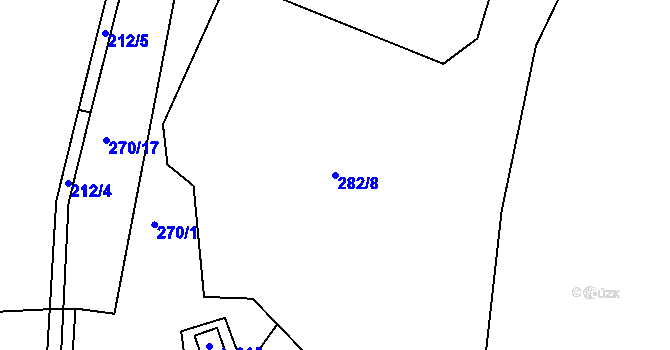 Parcela st. 282/8 v KÚ Hradiště u Písku, Katastrální mapa