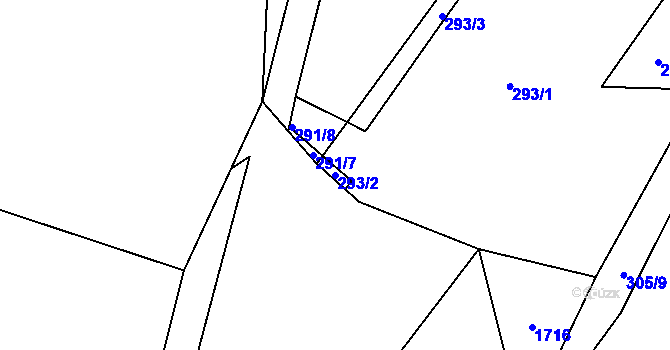 Parcela st. 293/2 v KÚ Hradiště u Písku, Katastrální mapa