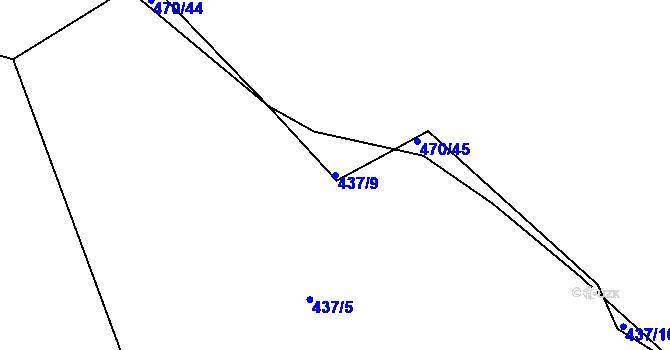Parcela st. 437/9 v KÚ Hradiště u Písku, Katastrální mapa
